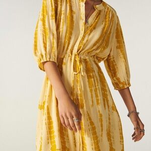 ba&sh Yellow Summer Tie-Dye Dress